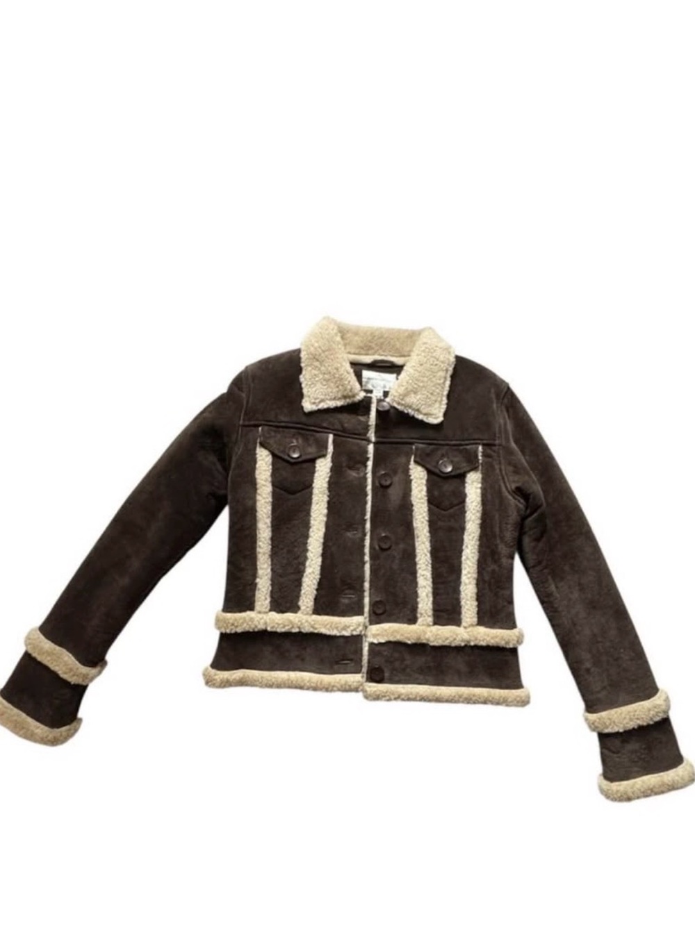 Women’s Brown Faux Shearling Trim Suede Jacket